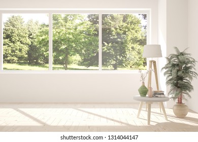 White Stylish Empty Room Summer Landscape Stock Illustration 1314044147 ...