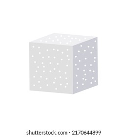 White sugar cube food icon illustration. Sweet square diet ingredient isolated white. Healthy shape piece crystal cane and nutrition element refined. Block sweetener granular or sucrose glucose
