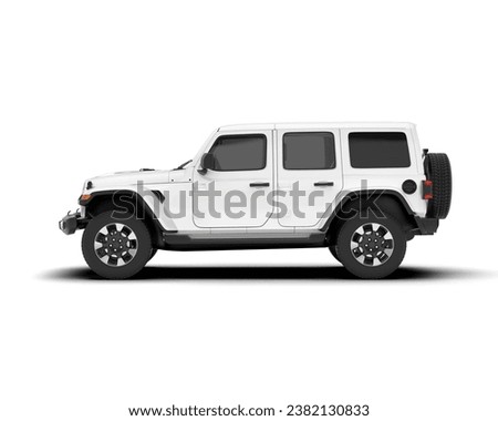 White SUV isolated on white background. 3d rendering - illustration