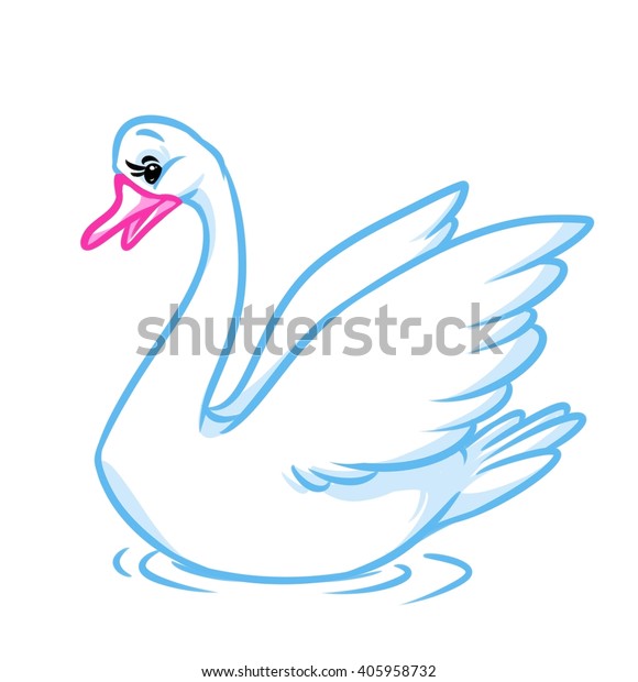 White Swan Animal Character Cartoon Illustration Stock Illustration ...