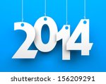 White tags with 2014 on blue background