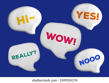 White talking bubbles in blue background