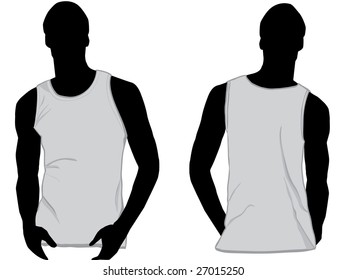 White Tank Top Design Template With Front And Back.