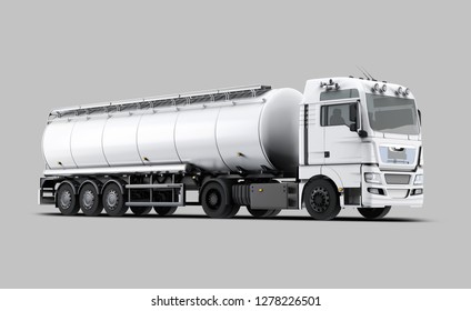 White Tanker Truck perspective view. 3D rendering