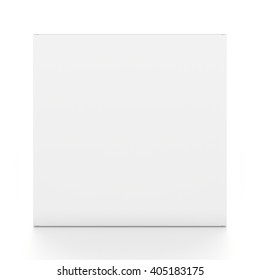 White Thin Rectangle Blank Box From Front Angle. 3D Illustration Isolated On White Background.