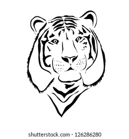 White Tiger Head Front View Stock Illustration 126286280 | Shutterstock