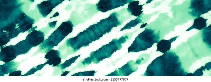 White Tile Decorative Tie Dye Drops Backdrop. Aquamarine Geometric Tie Dye, Wave Cloth Texture. Sea Tiedye, Green Printing Textile . Green Modern Print.