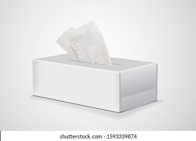 White Tissue Box Blank Label And Mock Up Packaging Illustration