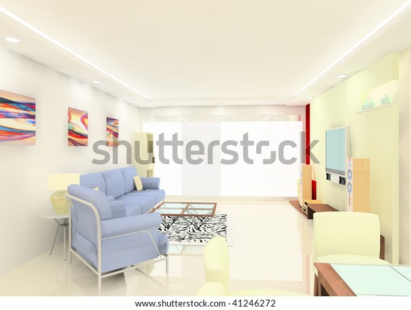 White Tone Living Room Design Royalty Free Stock Image