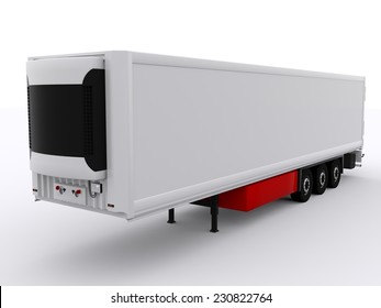 Blank White Parked Semi Trailer Isolated Stock Illustration