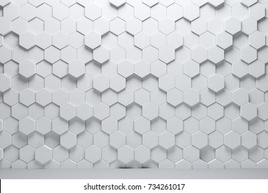 White Triangular Abstract Background, Grunge Surface, 3d Rendering