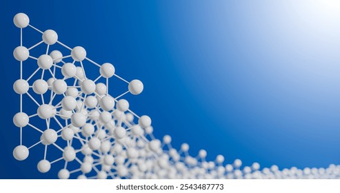 White triangular design of white spheres on blue background, business card, advertising, 3d illustration - Powered by Shutterstock