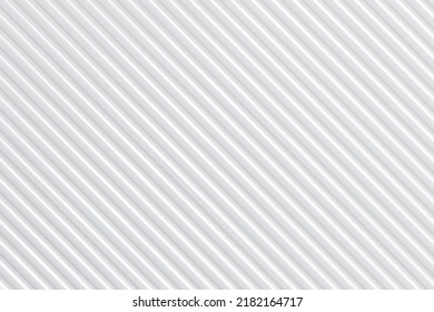 White Tube Shape Diagonal Stripes For Background Or Template. Grid Of Straight Parallel Lines, 3d Rendering