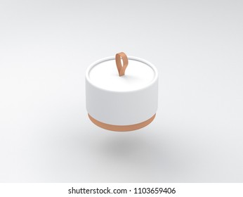 White Tube Tin can Mockup, cylindrical Packaging with loop, 3d rendering