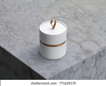 White Tube Tin Can Mockup, Cylindrical Gift Box Package With Loop, 3d Rendering