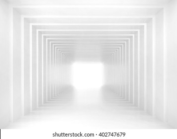 White 3d perspective tunnel wallpaper murals
