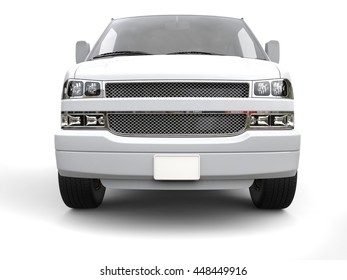 White Van - Front View - Isolated On White Background - 3D Illustration