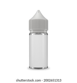 White Vape Juice Bottle With Lebel 3d Rendering In White Background