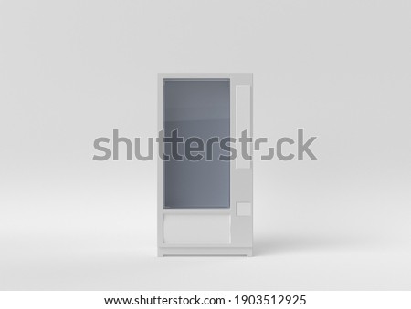 White Vending Machine floating on white background. minimal concept idea. monochrome. 3d render.