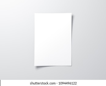 White Vertical Paper Sheet Mockup, Letter Or Invitation, 3d Rendering