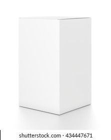 White Vertical Rectangle Blank Box From Side Angle. 3D Illustration Isolated On White Background.