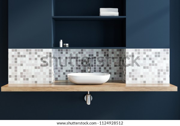 White Vessel Sink Standing Mosaic Dark Stock Illustration 1124928512