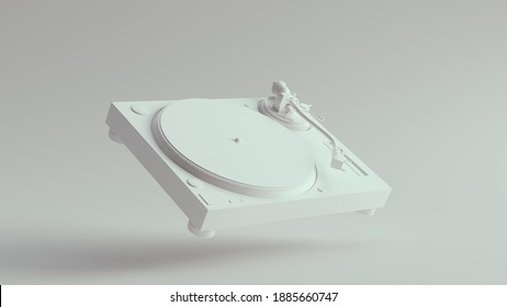 White Vintage Turntable Record Player Floating 3d Illustration Render