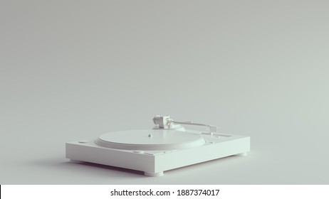 White Vintage Turntable Record Player 3d Illustration Render