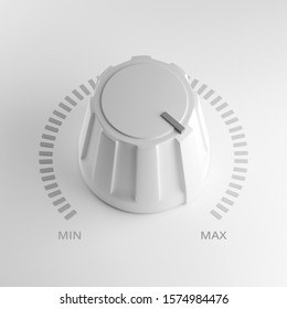 White Volume Knob On Maximum, 3d Render