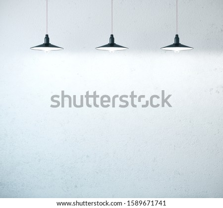 White wall with ceiling lamp. Presentation concept. Mock up, 3D Rendering Imagine de stoc © 