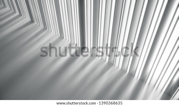 White wall with light and shadow.  Abstract\
dividers sun rays background. 3d\
Rendering