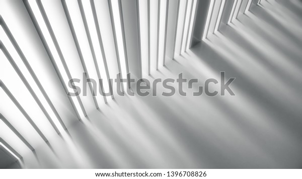 White wall with light and shadow.  Abstract\
dividers sun rays background. 3d\
Rendering