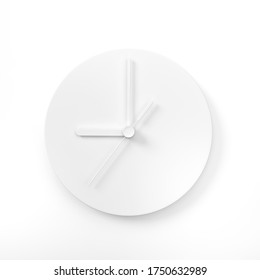 White Watch, Round Analog Clock Face On Background 3d Rendering. 3d Illustration Minimal Style Conception Of Punctuality Precise Time-keeping And Measurement Of Time.