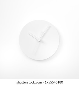 White Watch, Round Analog Clock Face On Background 3d Rendering. 3d Illustration Minimal Style Conception Of Punctuality Precise Time-keeping And Measurement Of Time.