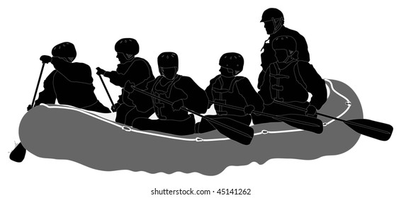 White water rafters - Silhouette