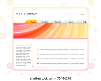 White Website Layout Template in Red and Yellow Colors