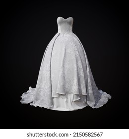 White Wedding Dress on Black Background. 3D Rendering - Powered by Shutterstock