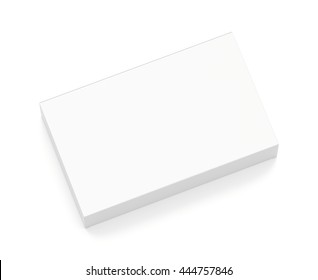 White Wide Flat Horizontal Rectangle Blank Box From Top Angle. 3D Illustration Isolated On White Background.