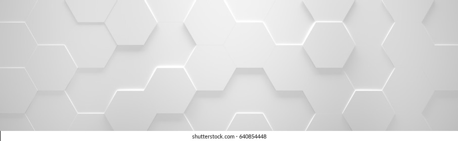 weißer, breiter Hexagon-Hintergrund (Site Head) (3D-Illustration)