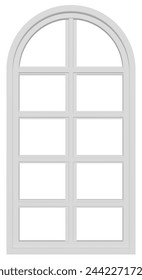 A white window arch frame. 3d rendering.