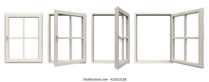 white window frame.
3D illustration.