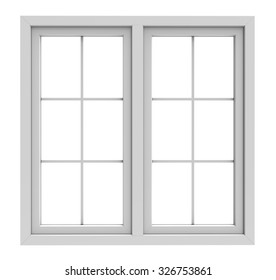 White Window Frame Isolated On White Background