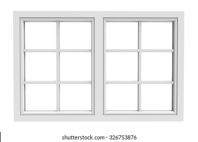 white window frame isolated on white background
