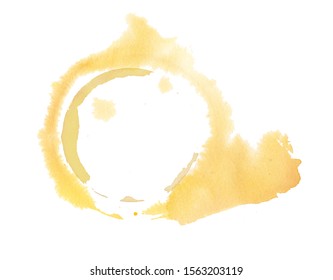 White Wine Stain  Isolated On White Background. Wine Texture Watercolor