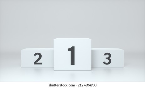 White winner boxes podium with number place on white background. Stage for awards ceremony. Blank studio podium for advertising. White pedestal. 3D rendering - Powered by Shutterstock