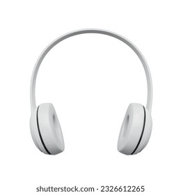 White Wireless Headphones For Music. Realistic 3D Render. Isolated On White Background - Shutterstock ID 2326612265