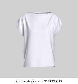 White Women's Top, T-shirt. Mockup, 3d Rendering.