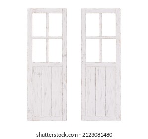 White Wood Barn Door Aged, Old, White Painted Rustic Wood, 3d Illustration, 3d Rendering