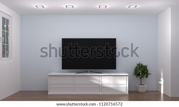 White Wood Modern Tv Cabinet Empty Stock Illustration 1120716572