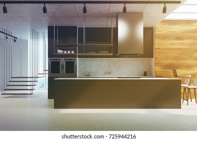 Gray Wooden Reception Desk Standing Modern Stock Illustration ...